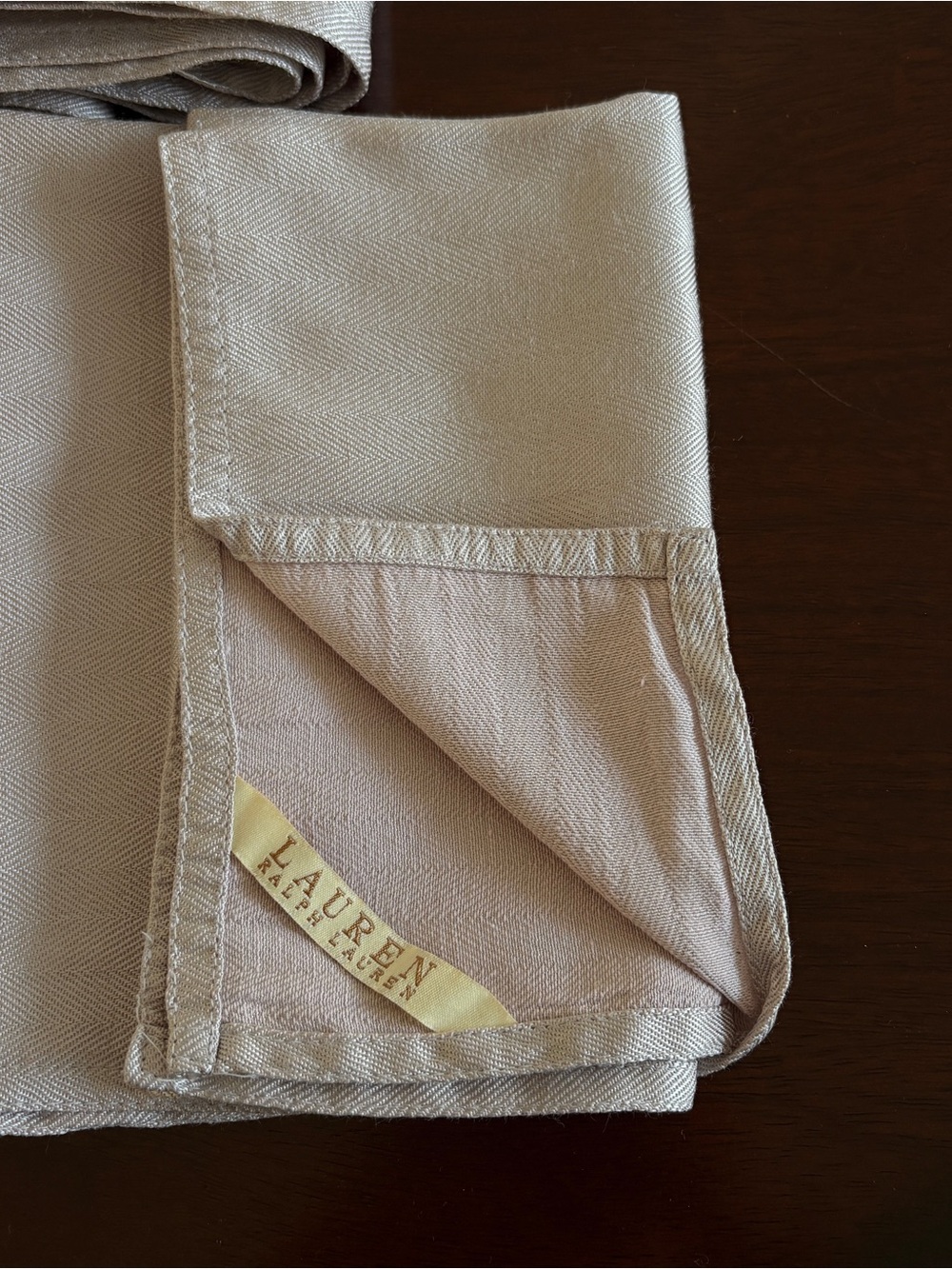 LAUREN Ralph Lauren Home Vintage Herringbone Napkins 16 Pieces Blush Pink